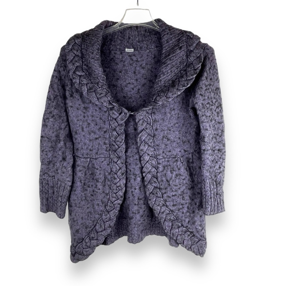 Women’s Cardigan Sweater Wool Blend Grape Purple Braided Knit‎ Size M